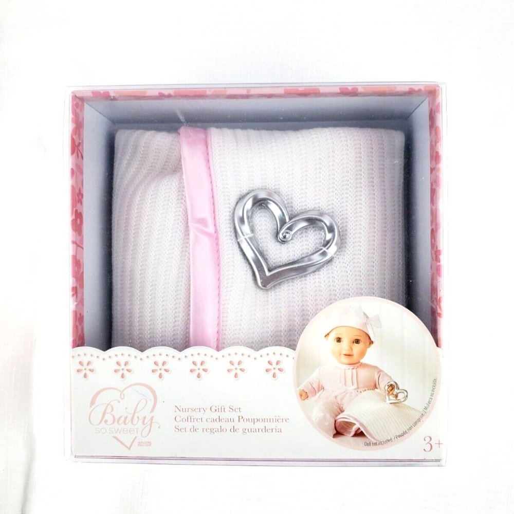 Toys R US Baby So Sweet Doll Nursery Gift Set Heart Knit Blanket You & Me New
